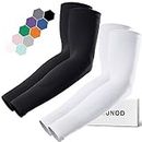 GOUNOD Sun Protection Cooling Compression Arm Sleeves For Men - Gardening Outdoors Sports Workouts 2 Pairs:black,white, Standard