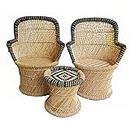 Handmakers Bambooo Black & Beige Mudda Chair Set 2 Chair + Stool | Eco Furniture
