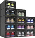 "Black Stackable Shoe Organizer Boxes - Set of 12"