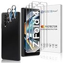 AACL [3 Pack Galaxy Z Fold 4 Screen Protector Tempered Glass [Front Screen Only]+ [2 Pack] Camera Lens Protector for Samsung Galaxy Z Fold 4 5g,Anti Scratch,Hd Clear,Bubble Free [Case Friendly]