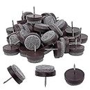 Horuhue Felt Furniture Pads, 50Pcs Round Heavy Duty Nail-on Slider Glide Pad, Floor Protector for Wooden Furniture Chair Tables Sofa Leg Feet (1.1inch/28mm, Dark Brown)