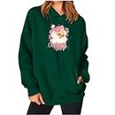 Black of Friday Deals 2023 Womens Christmas Hoodies Funny Xmas Santa Graphic Print Sweatshirts Loose Long Sleeve Pullover Tops with Pocket 50% Percent Off Deals