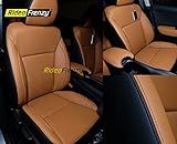 RideoFrenzy Silky Nappa Leather Seat Covers for Toyota Innova Crysta 8 Seater | Customized Skin Fit | 14mm Evlon Foam | Tan and Black Color