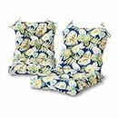 Outdoor Chair Cushions, Pack of 2 Chair Cushions with Back Seat, Tufted Thick Seat & Round Back Wicker Chair Cushions for Patio Furniture, Back Cushion with Ties, Garden Chair (Magnolia Floral)