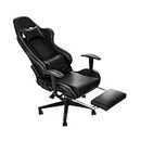 Panana Gaming Chair Racing Gas Lift Swivel High Back Ergonomic Chair with Lumbar Support & Footrest (Black)