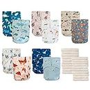 LA PETITE OURSE 10 One Size Animal Printed Snap Cloth Diaper With 20 4-Layer Premium Bamboo Inserts, for Babies Weighing 10–35 Pounds