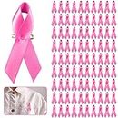 100 Pcs Pink Ribbon Pins- Breast Cancer Awareness Lapel Pins for Women Girls, Charity Public and Social Event, Public Welfare Party Supplies, Memorials Activity