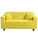 Homeen Stretch Fabric Sofa Saver,Kitchen/Rental Properties Sofa Cover,Pet Dog Cat Couch Slipcover,One/Two/Three/Four Seater Sofa Protector-Yellow_3_Seater(190-230CM)