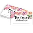 50 Coupon Cards, Floral Blank Gift Certificates Redeem Vouchers for Business, Coupons for Mom, Wife, Husband, Business - Vouchers, Business Services Coupon to Offer Customer Rewards and Incentives