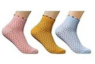 MAVJI FASHION Women'S Cotton Sneaker Socks | Colorful & Breathable | Ankle Length | Pack of 3 | Pink | Yellow | Blue
