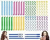 40PCS Hair Curlers Heatless Wave and Spiral Two Styles Formers(16inches) with 4PCS Styling Hooks Magic Hair Rollers No Heat Damage for Women and Kids’ Short and Medium Hair (16inch)