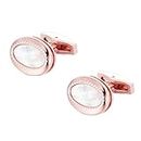 Peora Rose Gold Plated 316L Stainless Steel Classic Cufflinks for Men Formal Business Accessories Gift