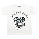KNITROOT Baby Boy T-Shirt Half Sleeves Crew Neck White Color Movie Star in Making(0-3 Months)