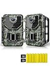 2 Pack 1520P 20MP Trail Camera, Hunting Camera with 120°Wide-Angle Motion Latest Sensor 0.2s Trigger Time Trail Game Camera with 940nm No Glow and IP66 Waterproof 2.4”LCD 48pcs for Wildlife Monitoring