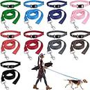 9 Sets Nylon Dog Collar and Leash Set Adjustable Nylon Collars with Safety Buckles Assorted Colors 5 Feet Dog Leashes Nylon PET Collars for Small Medium Pets Dogs