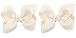 ZOONAI 3 Inch Baby Girl Hair Bows Boutique Hair Clip Teens Toddlers Hairpin Headwear - Set of 2 (Ivory)