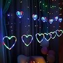 Velocious™ 12 Heart Curtain Sparkling 138 LED Star String Lights, 8 Modes Fairy Globe Wedding, Party, Home, Garden, Bedroom, Outdoor Indoor Multicolor (Pack of 1)