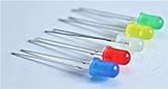Electronic Spices (100 Pieces) Led Emitting Diode 5mm, LED Assortment Kit Electronics Components, Diffused Round Light Bulb White, Green, Red, Yellow, Blue (20 pieces each)