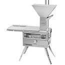 Outdoor Pellet Stove Camping Portable Wood Pellet Stove with Oven, Stainless Steel Mini Stove Tent Pellet Burner for Hiking Cooking Picnic BBQ