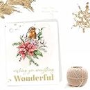 Wishing You Everything Wonderful. Fold Card Tags. 40 Gift Tags Cards. Vintage Watercolor Design. with Jute String for attaching to Gifts and Cake Boxes.