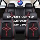 2024 Black Red Car Seat Covers Leather Full Set Front Rear Cushion For Dodge Ram