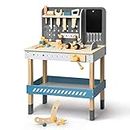ROBUD Wooden Tool Workbench for Kids Toddlers, Toy Tools Set Gift for 3 Years Old and Up