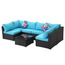 7PCS Wicker Patio Furniture Set Sectional Outdoor Rattan Patio Conversation Set