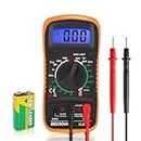 Beizkna Digital Multimeter Voltmeter Battery Voltage Multi Tester AC DC Volt OHM Amp Current Meter Continuity Circuit Resistance Diode Ammeter Electrical Tester with Test Leads Backlight LCD Display