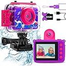 GKTZ Kids Camera Waterproof Girls and Boys - Toy Gifts for Girl Kids Video Camera Underwater Recorder HD Kids Digital Camera Toddler Children Camcorder Age 3 4 5 6 7 8 9 10 Year Old Birthday Presents