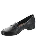 Clarks Collection Women's Juliet Shine Loafer, Black Croc Print Leather, 8.5 Medium US