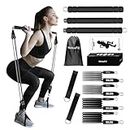WeluvFit Pilates Bar Kit with Resistance Bands, Portable Exercise Fitness Equipment for Women & Men, Home Gym Workout 3-Section Stick Squat Yoga Pilates Flexbands Kit for Full Body Shaping