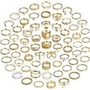 68 Pcs Gold Knuckle Rings Set for Women, Stackable Rings Boho Joint Finger Midi Rings Silver Hollow Carved Crystal Stacking Rings Pack for Gift
