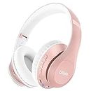 Uliptz Wireless Bluetooth Headphones, 65H Playtime Over Ear Headphones with Microphone, 6EQ Sound Modes Wireless Headphones, Foldable Bluetooth 5.3 Headphones for Office/Cellphone/PC (Rose Gold)