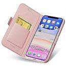 Aunote iPhone 11 Case Wallet, iPhone 11 Case with Card Holder, iPhone 11 Cases with Magnetic Closure Flip Kickstand Folio Full Protective Cover Fit Apple i¬Phone 11 6.1 inch Rose Gold