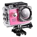 Mini Action Camera, 7 Colors 1080P HD 30m Underwater Waterproof Sports Camera DV, Digital Video Camera with Waterproof Shell, Mounting Kit for Outdoor Sports, Home Security, Driving Record(Pink)