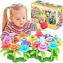 FunzBo Flower Garden Building STEM Toys - Gardening Pretend Gift for Girls Kids Toy - Educational Activity for Preschool Children Age 3 4 5 6 7 Year Old - Stacking Game for Toddlers playset (Green)