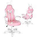 JOYFLY Pink Gaming Chair for Kids, Gamer Chair for Teens Adults Computer Chair for Girls Video Game Chairs Silla Gamer Ergonomic PC Chair（Pink-White）