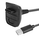 Câble de charge USB pour manette sans fil compatible avec Microsoft Xbox360/Xbox 360 Slim Wireless Manettes de jeu Kit de charge et de jeu Noir