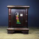 Chinese Okd Rosewood Carved Inlaid Pretty Woman Statue Brush Pot Office Supplies