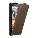 Cadorabo Case works with Nokia Lumia 640 in COFFEE BROWN - Flip Style Case with Magnetic Closure - Wallet Etui Cover Pouch PU Leather Flip