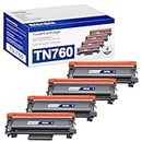 TN760 Toner Cartridge High Yield - for Brother TN-760 TN730 TN-730 - Suitable for HL-L2350DW HL-L2395DW HL-L2390DW HL-L2370DW MFC-L2750DW MFC-L2710DW DCP-L2550DW - Black, 4 Pack