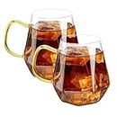 COBKSXUEP 10oz Clear Glasses Drinking Set 2 PCS Glass Mugs Cup with Handle for Hot/Cold Coffee Tea Beverage Water Wine Cocktails for Home Cafe Bar