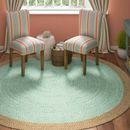 Alfombra redonda de diseño turquesa 100% natural yute trenzada a mano granja alfombra de yute