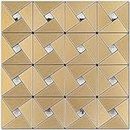 SMEF Sheet Peel and Stick Backsplash Metal Mosaic Tiles for Kitchen Wall Decor, Stick Composite Tiles Stikers, Copper Windmill Puzzle Glass Mixed (Golden, 6)