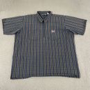 Ben Davis Shirt Mens 2XL XXL Blue Green Plaid Check Quarter Zip Pullover