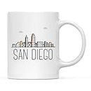 Andaz Press 11oz. Ceramic Coffee Mug Gift, San Diego, Colorful City Skyline Graphic, 1-Pack, Christmas, Birthday Gift Ideas Family Coworker Him Her, Includes Gift Box