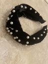 Women's Black Velvet Headband Hairband Pearl Wide Knot Hair Hoop Accessories.