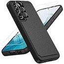 BNIUT for Samsung Galaxy S22 Case: Dual Layer Protective Heavy Duty Cell Phone Cover Shockproof Rugged with Non Slip Textured Back - Military Protection Bumper Tough - 6.1inch (Black Matte)