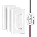 DEWENWILS Wireless Wall Light Switch Kit, No WiFi Needed Remote Control Switch for Small Appliance, Lamps, Lighting Fixture, No in-Wall Wiring, Long RF Range, 1200W/10A, 3 Pack Switch+1 Receiver