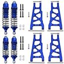 Hobbypark Front & Rear Full Metal Shock Absorber Assembled and Aluminum Suspension Arms Set Replace 3655x 5862 for Traxxas 1/10 Slash 4x4 Hop-ups (Navy Blue)